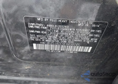 2015 Subaru Forester 2.5I Premium z USA, uszkodzony, nr VIN JF2SJADC9FH498145